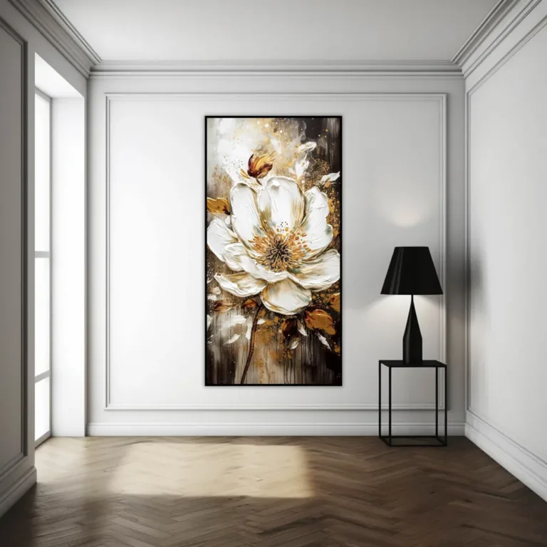 Tablou cu floare albă și fundal închis — tablou canvas