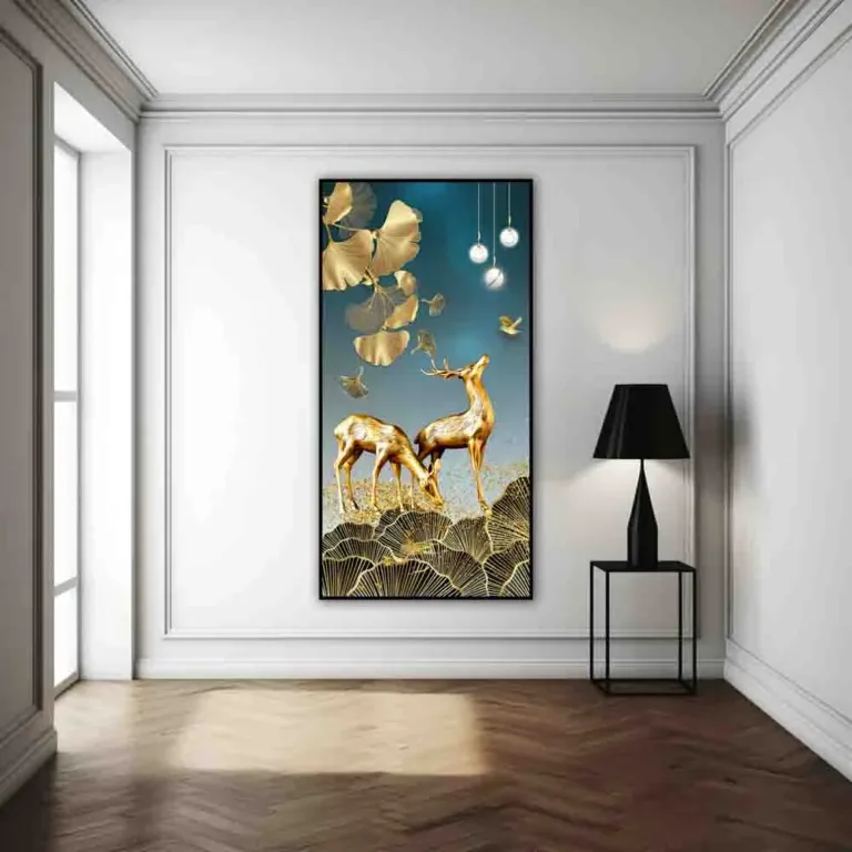 Tablou cu cerbi aurii — tablou canvas
