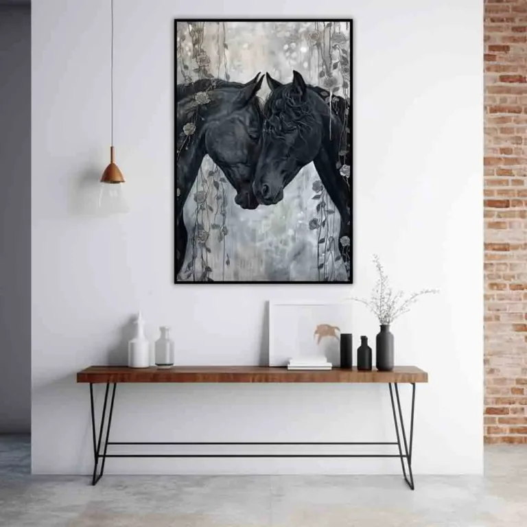 Tablou cu cai în negru și gri — tablou canvas