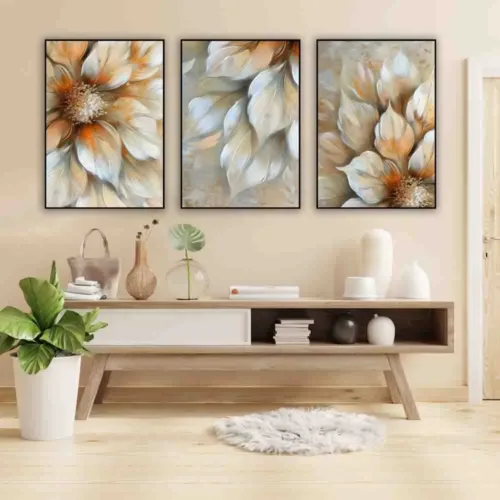 Set de tablouri cu flori aurii